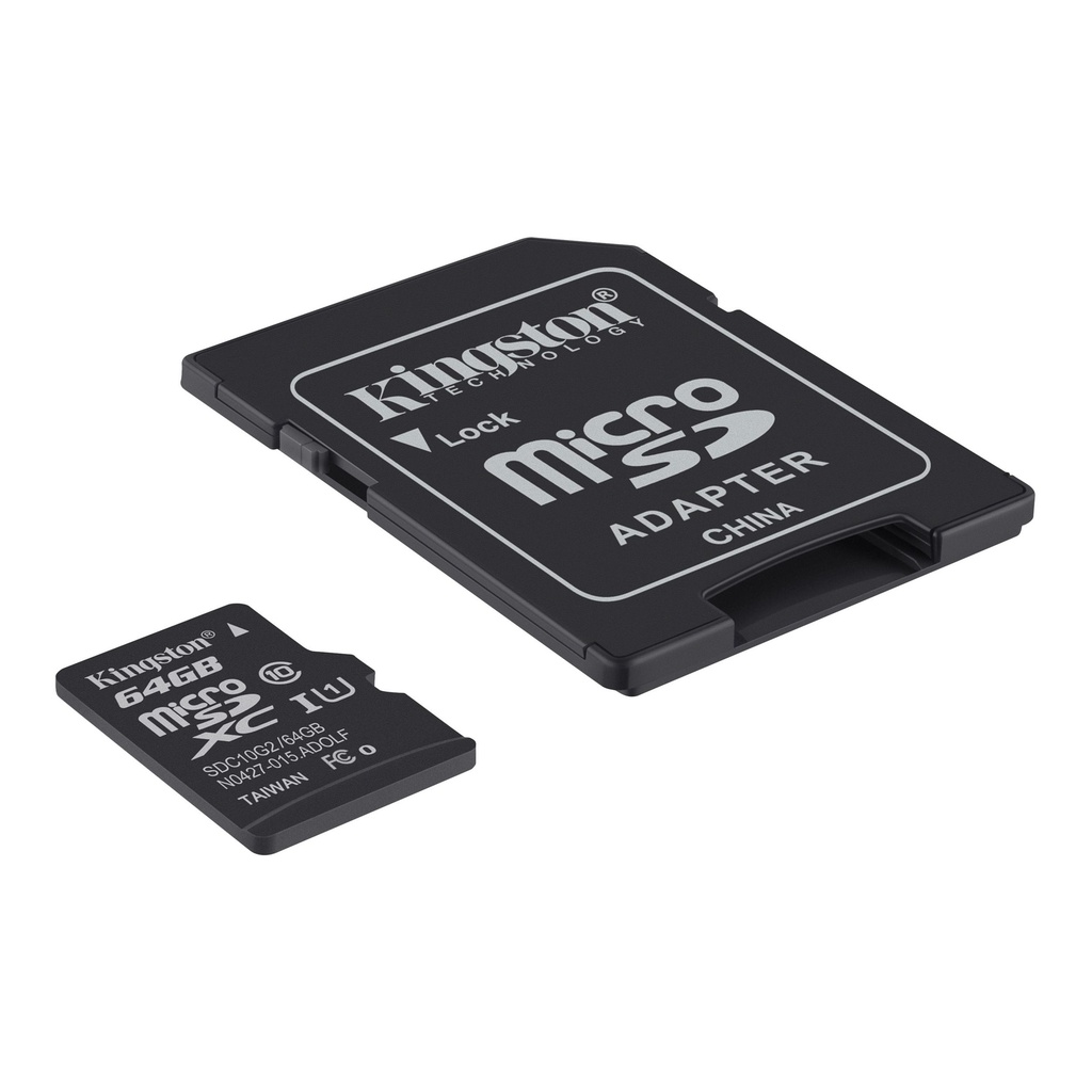 Micro SD 64GB + Adaptador Kingston –