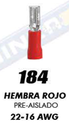 TERMINAL HEMBRA PLANA ROJA CAL 22-16 #184