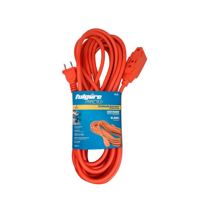 CABLE EXTENSION ELECTRICA DE 08MTS 16AWG NARANJA FULGORE FP0141