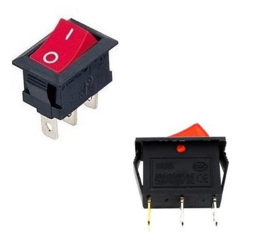 SWITCH ROCK 6-10A 125-250V ON/OFF CON LUZ ROJA 3 PINES