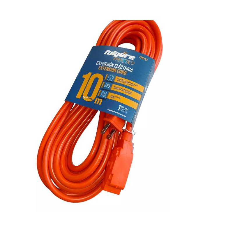 CABLE EXTENSION ELECTRICA DE 10MTS 16AWG NARANJA FULGORE