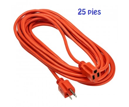 CABLE EXTENSION ELECTRICA DE 25 PIES 16AWG NARANJA