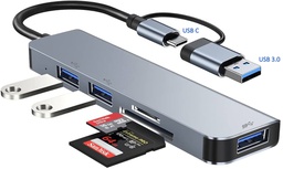 [01101-2] HUB ADAPTADOR TIPO C/USB 3.0 A USB 2.0 Y 3.0 CON LECTOR DE TARJETA SD/MICROSD