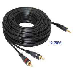 [03278-12] CABLE EN Y PLUG 3.5 STEREO A 2 RCA M 12' NEGRO (BLISTER)