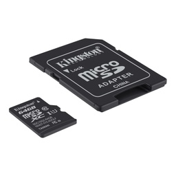 [24523-64] MEMORIA MICRO SD 64GB + ADAPTADOR KINGSTON CLASE 10